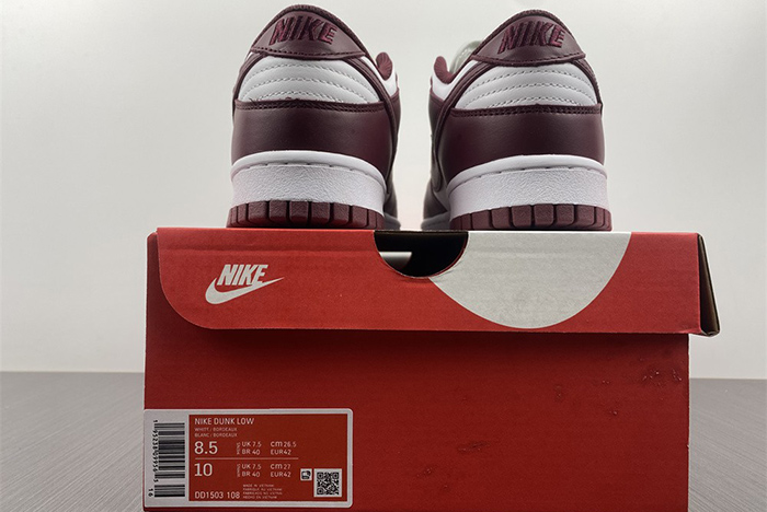 New Nike Dunk Low “Bordeaux” White/Bordeaux   DD1503-108